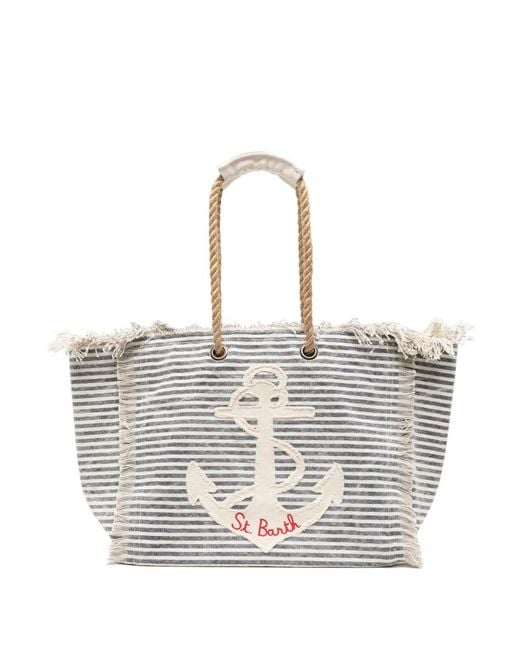 Mc2 Saint Barth White Frayed Beach Bag