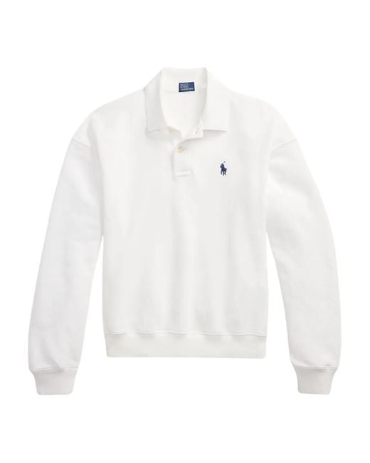 Polo Ralph Lauren White Long-Sleeves Logo-Detail Polo Shirt