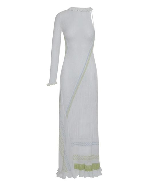 Roberta Einer White Bianca One-Shoulder Open-Back Maxi Dress