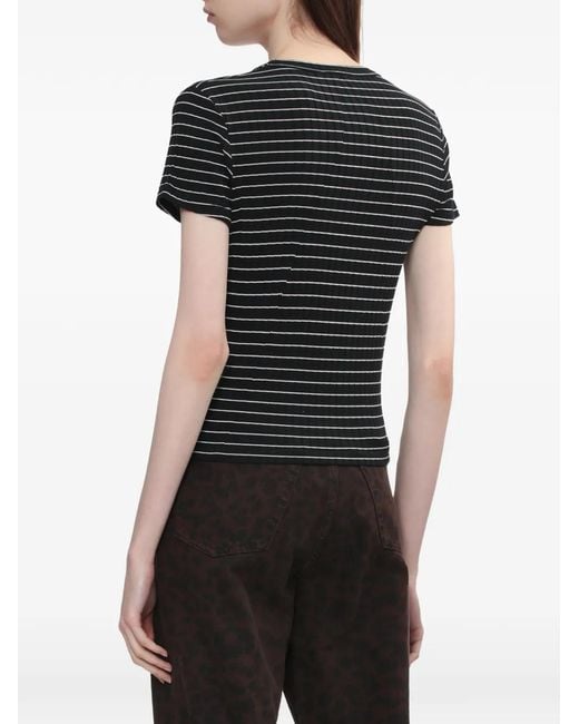 Rag & Bone Black Striped Ribbed T-Shirt