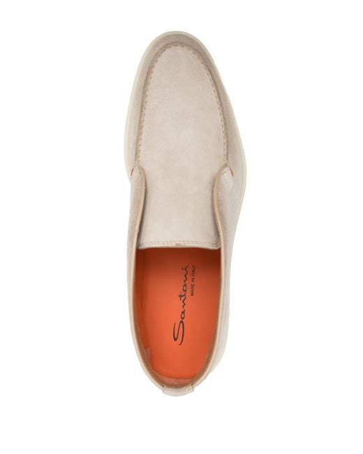 Santoni White Tonal-Stitching Leather Boots for men