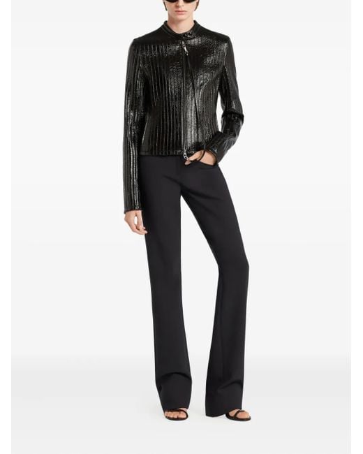 Courreges Black Ribbed Leather Jacket