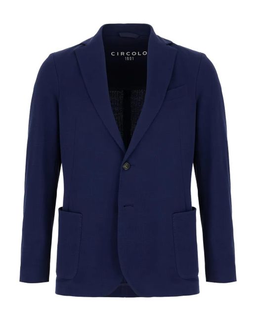 Circolo 1901 Blue Single-Button Patch-Pocket Blazer for men