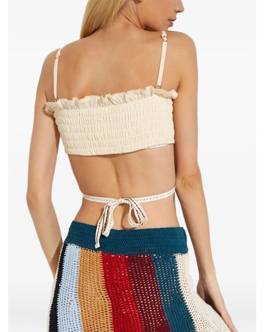 Top Amari con volantes Agua Bendita de color Blue