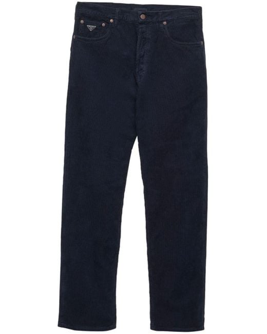 Prada Blue Straight-leg Corduroy Jeans for men