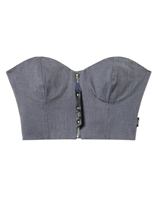 Twinset Gray Bustier-Neck Top