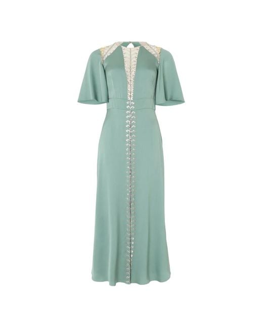 Temperley London Green Wildlife Crystal-Embellished Midi Dress