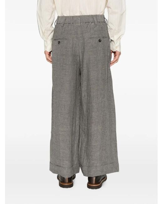 Ziggy Chen Gray Check-Pattern Trousers for men