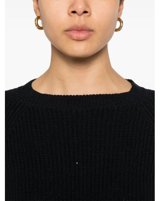Fabiana Filippi Black Cotton Crewneck Sweater