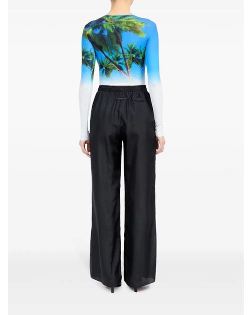MM6 by Maison Margiela Black Silk Trousers