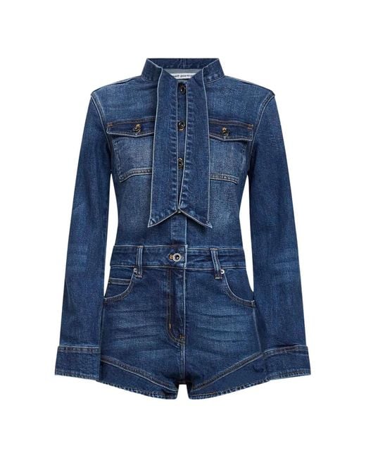 Self-Portrait Blue Pussy-Bow Playsuit