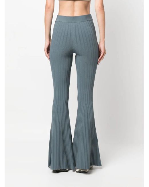Live The Process Blue Jaya Ribbed Flared Trousers