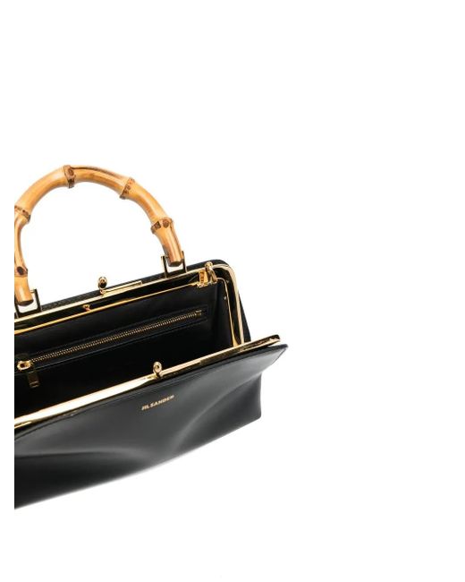 Jil Sander Black Goji Bamboo Mini Leather Handbag