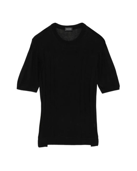 Tagliatore Black Crew-Neck T-Shirt for men