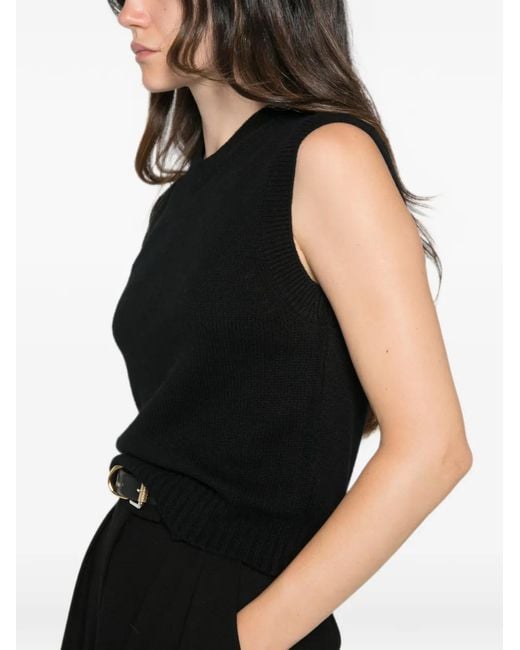 Bompard Black Sleeveless Ribbed-Trim Sweater