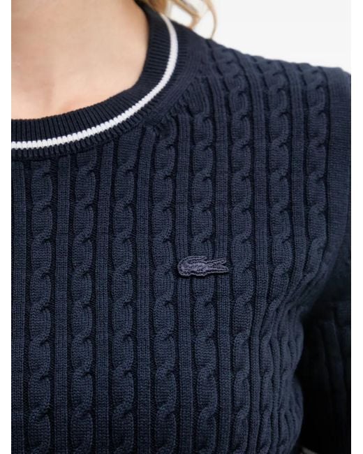 Lacoste Blue Cable-Knit Short-Sleeve Sweater