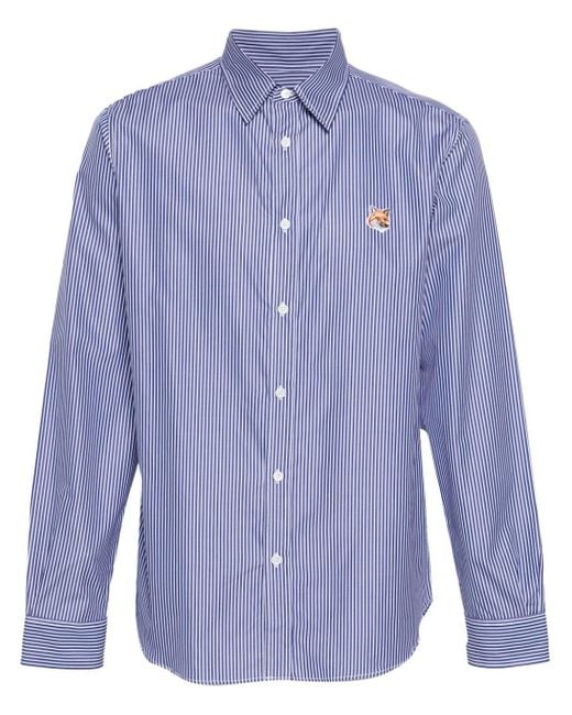 Maison Kitsuné Katoenen Overhemd Met Vossenkop Detail in het Blue voor heren