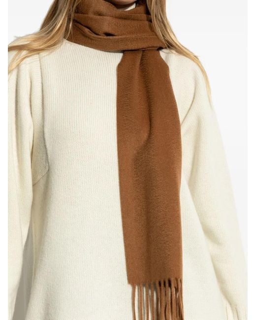 Sciarpa Con Frange E Logo di Max Mara in Brown