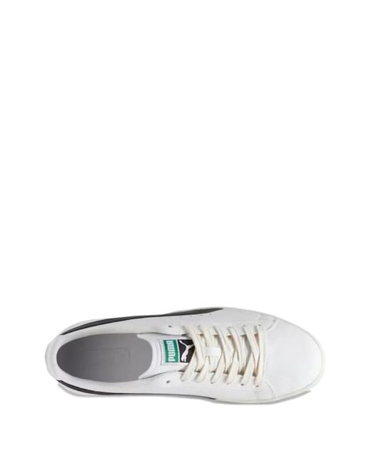 PUMA White Clyde Leather Sneakers