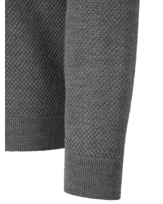 Zanone Gray Waffle-Knit Crew-Neck Sweater for men