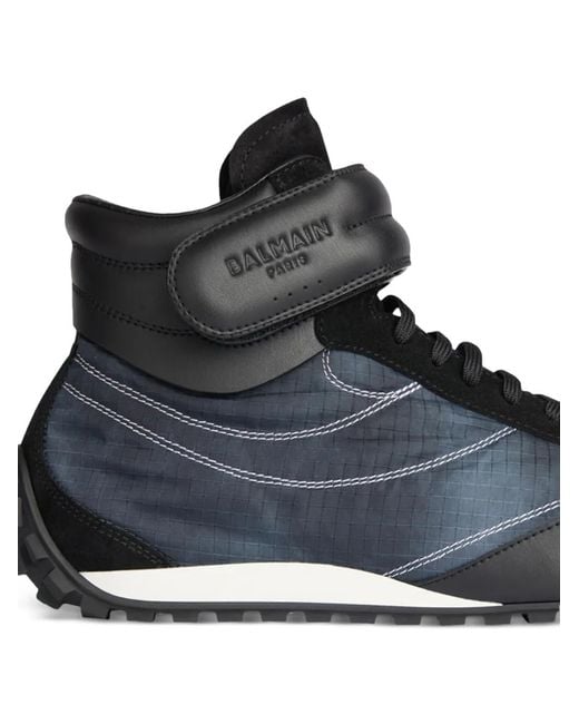 Balmain Black Racing Mid-Top Trainers for men