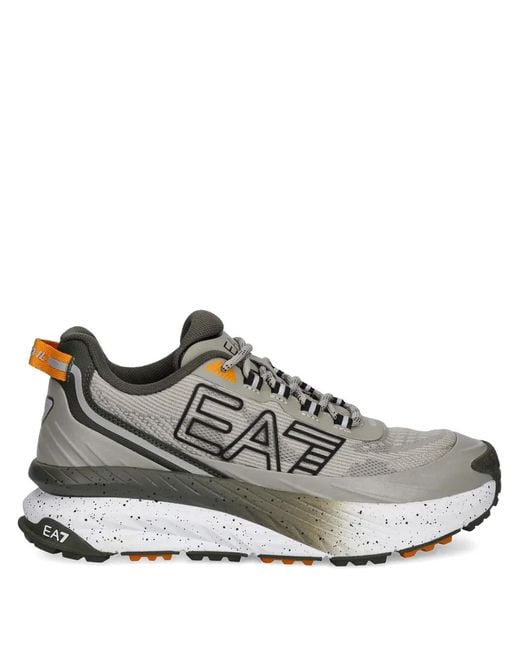 EA7 Gray Logo-Print Sneakers