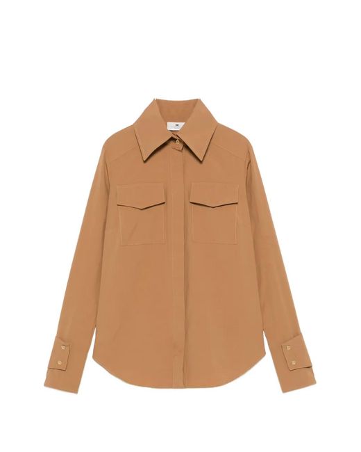 Elisabetta Franchi Natural Flap-Pockets Long-Sleeve Shirt