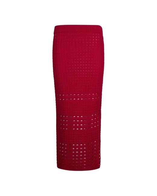 Liu Jo Red Crochet Midi Skirt