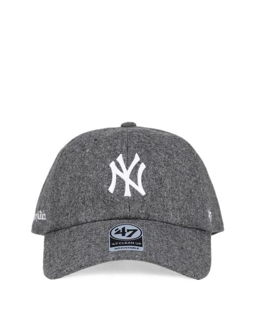 Sporty & Rich Gray Yankees Serif Wool-Blend Baseball Cap
