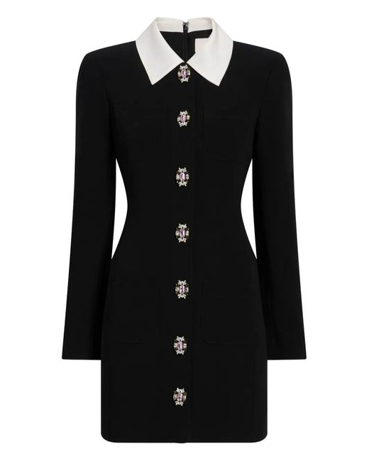 Cinq À Sept Black Sheryl Collared Embellished Dress