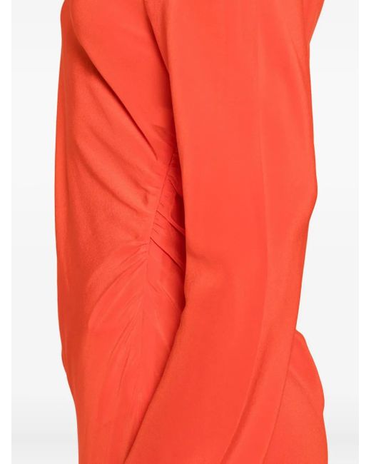 Sir Red Draped Long-Sleeve Midi Dress