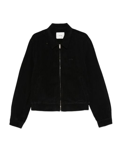 Arte' Black Zip-Up Corduroy Jacket for men
