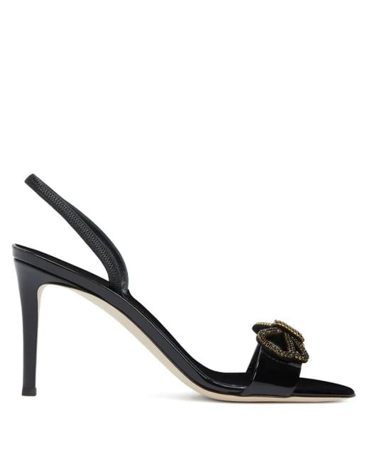 Giuseppe Zanotti Black Zari Bow-Embellished Slingback Sandals