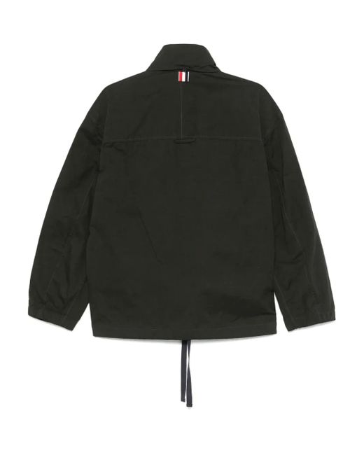 Thom Browne Black Coated Hooded Jacket for men