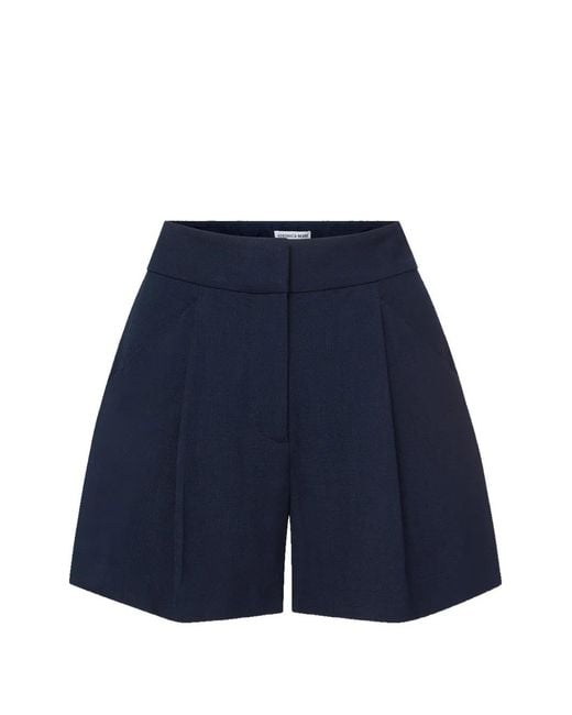 Veronica Beard Blue Marbeau Pleated Shorts
