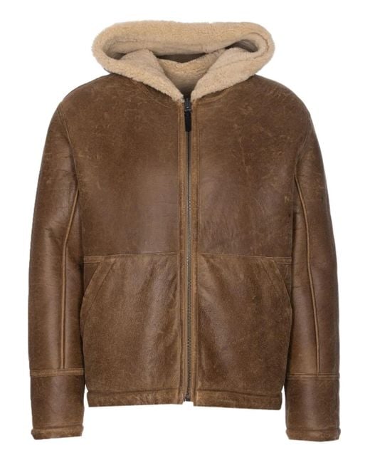 Yves Salomon Brown Reversible Hooded Shearling Jacket for men