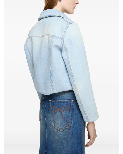 Acne フローラル デニムジャケット Blue