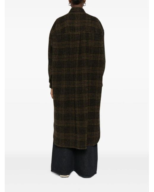 Isabel Marant Black Checked Wool Single-Breasted Coat