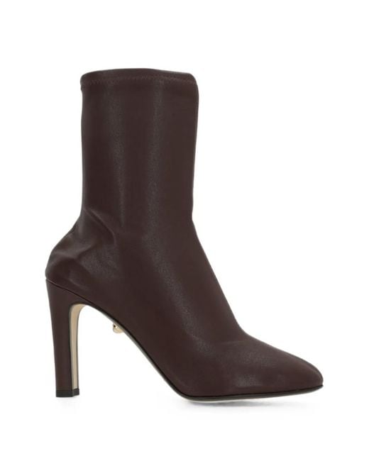ALEVI Brown Daria Almond-Toe Ankle Boots