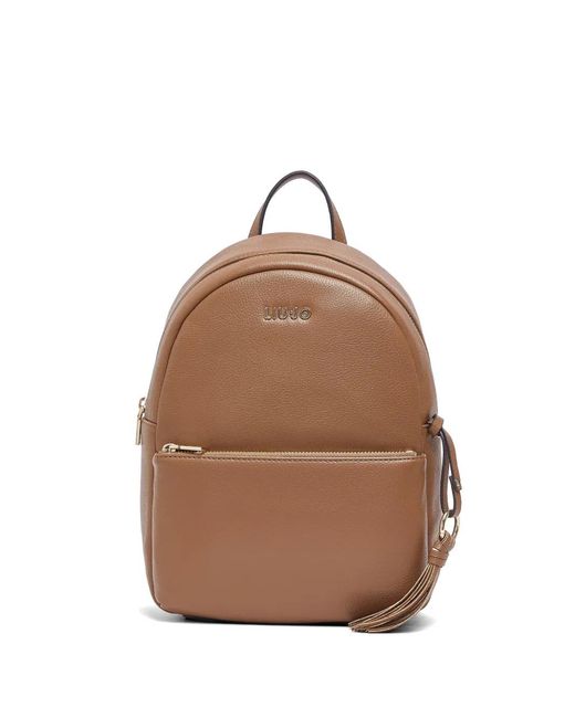 Liu Jo Brown Tassel-Detail Zipped Backpack