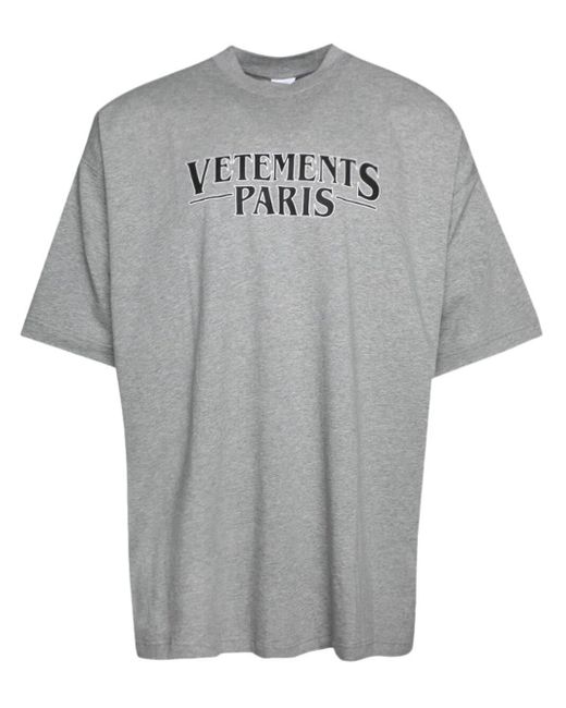 Camiseta con logo estampado Vetements de hombre de color Gray