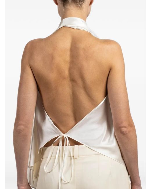 Wardrobe NYC White Halter Satin Blouse