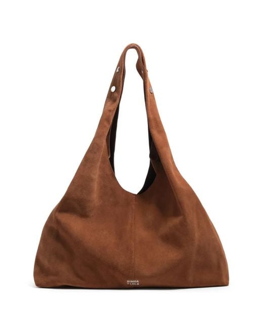 Bimba Y Lola Brown Maxi Logo-Detail Shoulder Bag