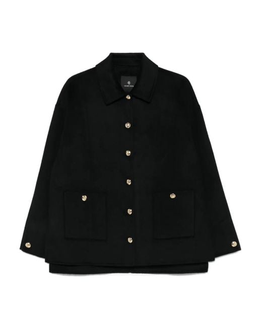 Anine Bing Jack Met Opgestikte Zak En Knoopsluiting in het Black