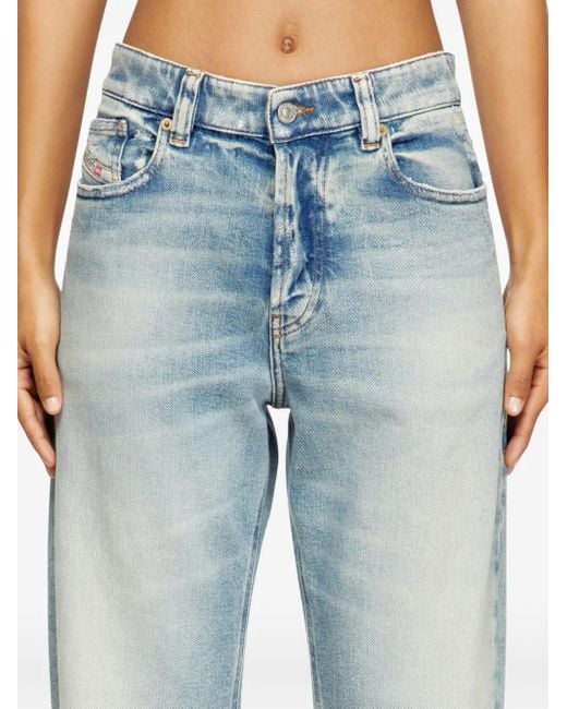 DIESEL Blue Light-Wash Denim Jeans With Classic Five-Pocket Styling
