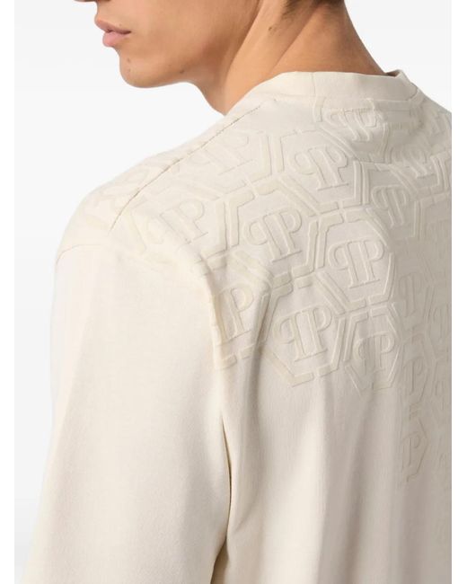 Philipp Plein White Round-Neck Monogram T-Shirt for men