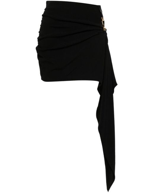 Elisabetta Franchi Black Crepe Draped Mini Skirt