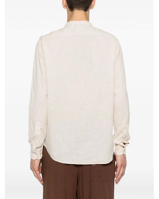 Imperial White Mandarin-Collar Long-Sleeve Shirt for men