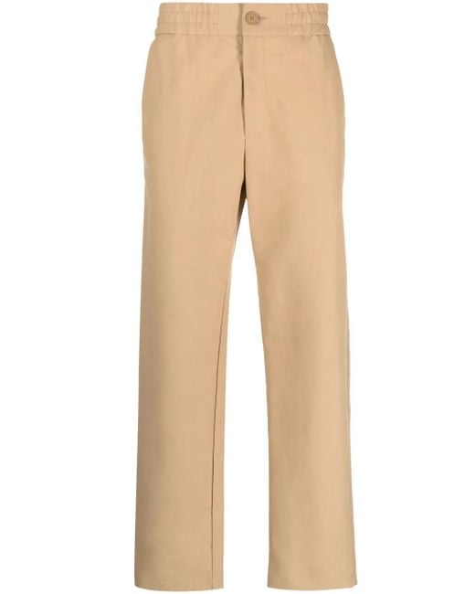 Versace Jeans Couture Natural Logo-Patch Straight-Leg Trousers for men