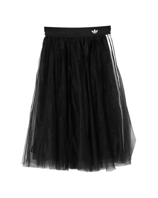 Adidas Black Logo-Detail Tulle Midi Skirt